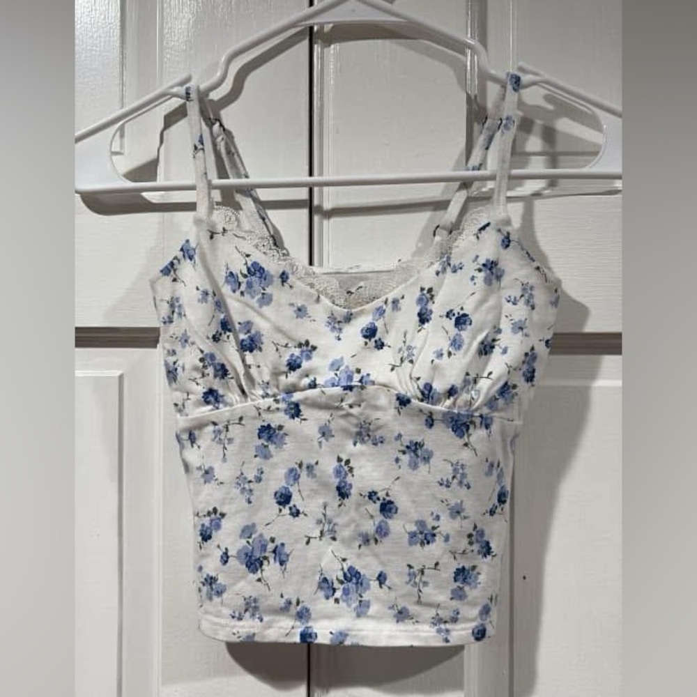 Hollister White and Cream Ruched Camisole Top
